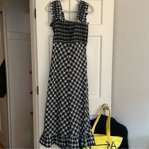 Ganni seersucker smocked maxi dress size 36